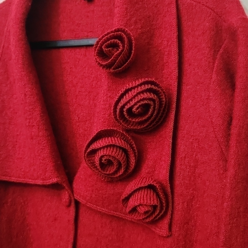 100% Wool Crochet Flowers Cardigan Jacket Sweater Winter Elegant 1X - Picture 5 of 16